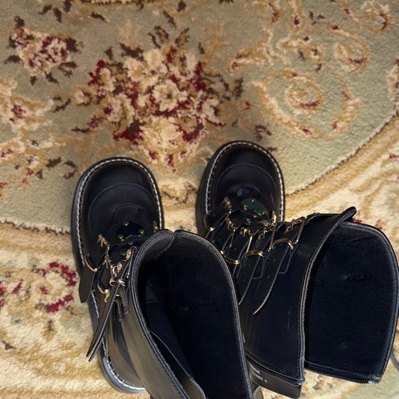 Demonia Black Combat Boots with Green Heart Accents - Picture 3 of 7